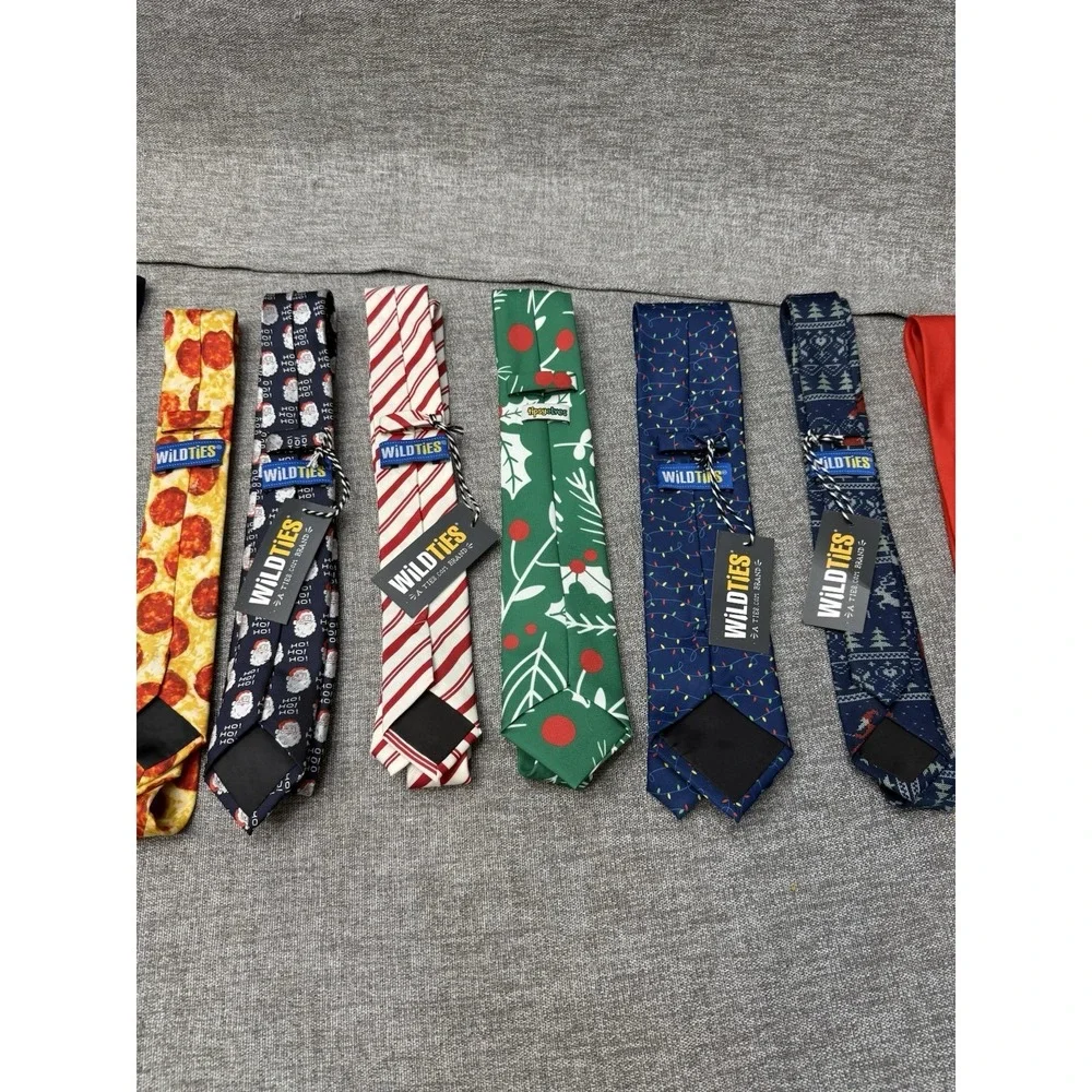 11 Wild Mens Bulk Lot Ties Pizza Digital Breast‎ Cancer Christmas Sharks